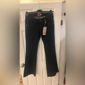 NWT - Women's Dark Blue Maternity Jeans - Bell Bottoms by Maternal America - L